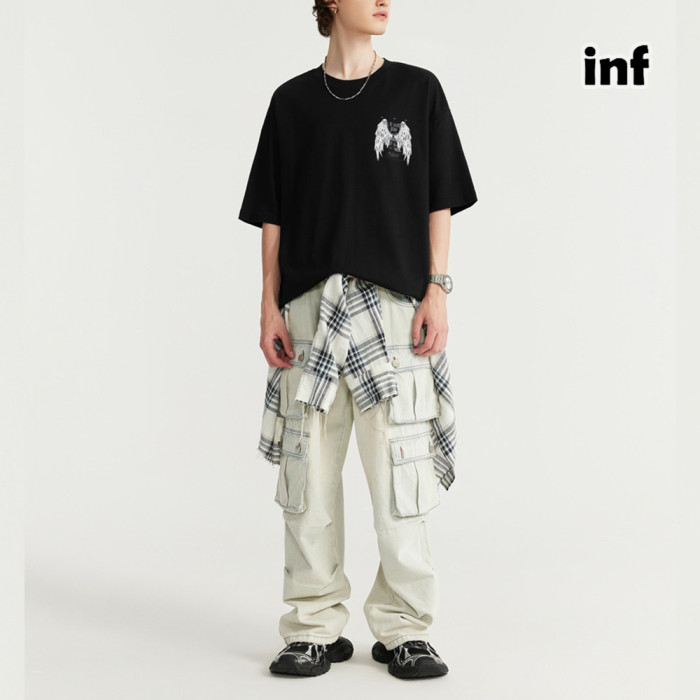 Men Women Wing Luminous Printed T-shirt Short Sleeve Pullover Tops Sweatshirt Unisex Tee Casual T-shirt