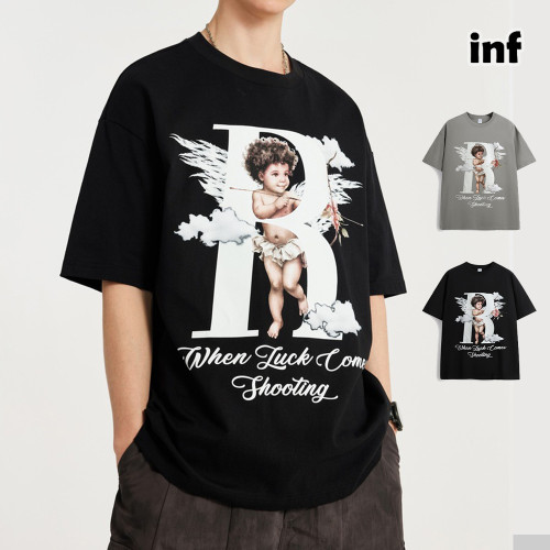 Men Women Cupid Luminous Printed T-shirt Short Sleeve Pullover Tops Sweatshirt Unisex Tee Casual T-shirt