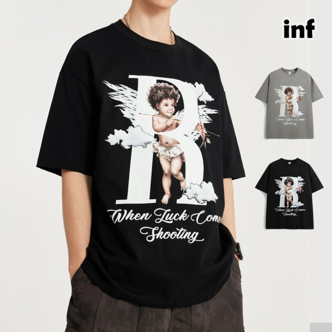 Men Women Cupid Luminous Printed T-shirt Short Sleeve Pullover Tops Sweatshirt Unisex Tee Casual T-shirt