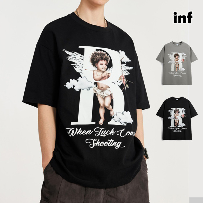 Men Women Cupid Luminous Printed T-shirt Short Sleeve Pullover Tops Sweatshirt Unisex Tee Casual T-shirt