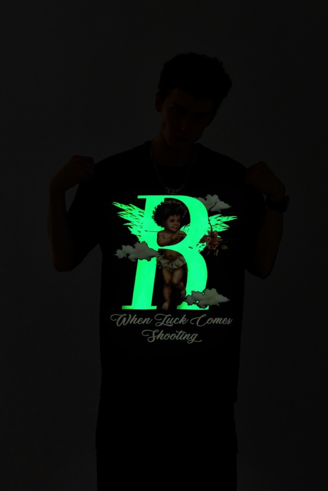 Men Women Cupid Luminous Printed T-shirt Short Sleeve Pullover Tops Sweatshirt Unisex Tee Casual T-shirt