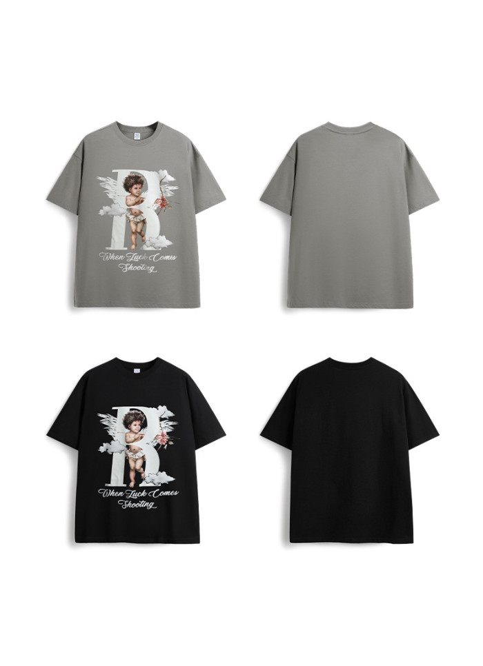 Men Women Cupid Luminous Printed T-shirt Short Sleeve Pullover Tops Sweatshirt Unisex Tee Casual T-shirt