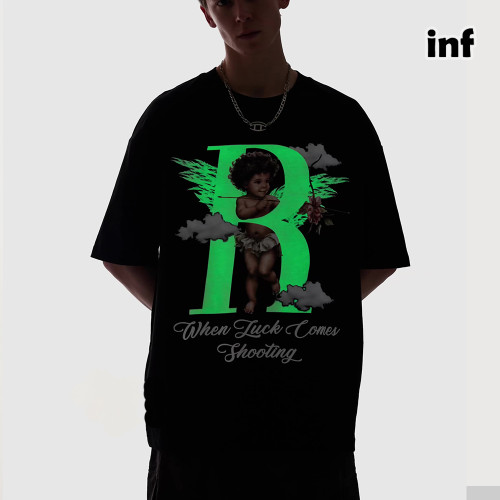 Men Women Cupid Luminous Printed T-shirt Short Sleeve Pullover Tops Sweatshirt Unisex Tee Casual T-shirt