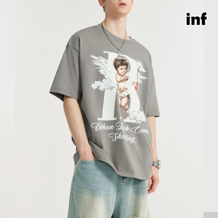 Men Women Cupid Luminous Printed T-shirt Short Sleeve Pullover Tops Sweatshirt Unisex Tee Casual T-shirt