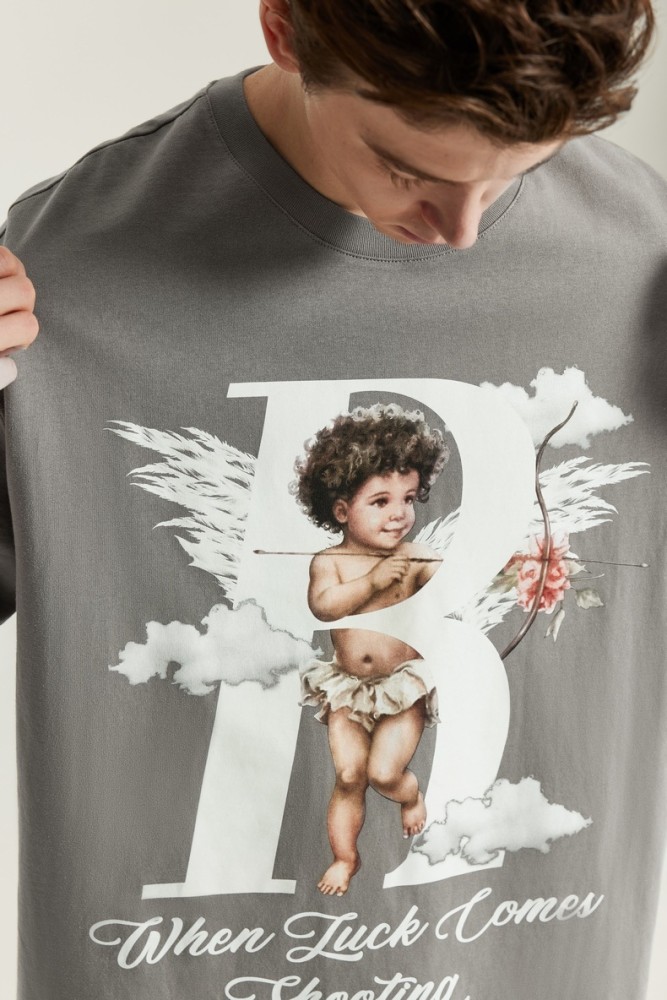 Men Women Cupid Luminous Printed T-shirt Short Sleeve Pullover Tops Sweatshirt Unisex Tee Casual T-shirt