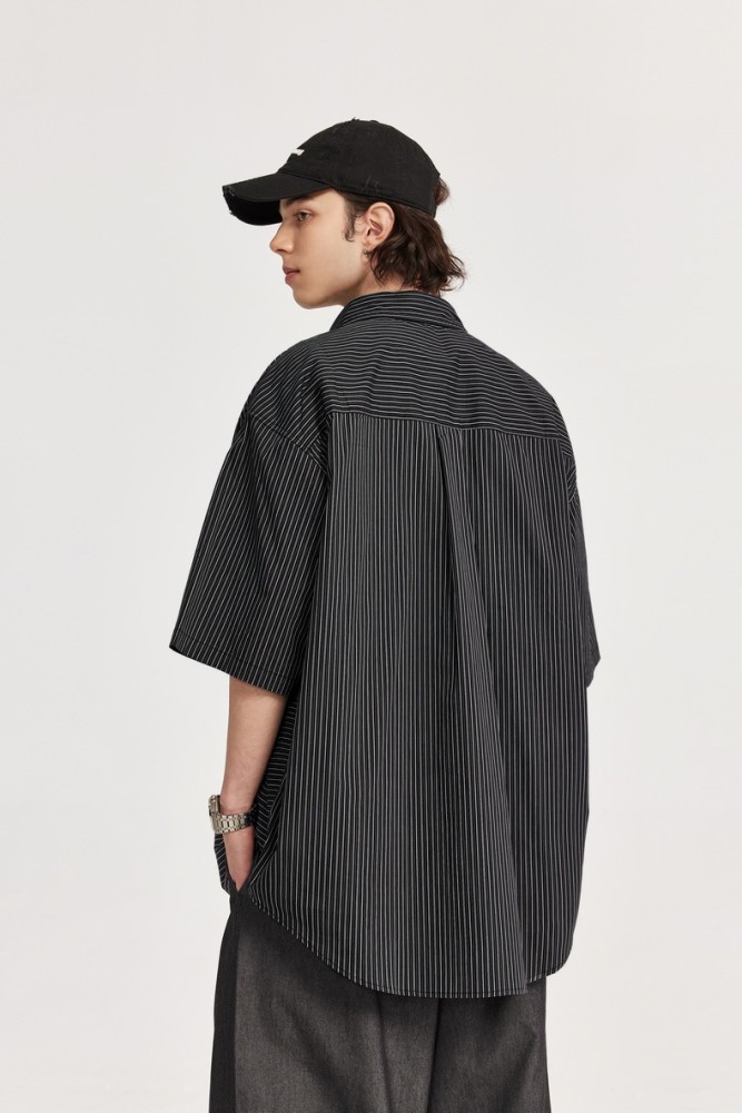 Men Women Stripe Shirt Short Sleeved Shirt Tops Sweatshirt Unisex Tee Casual Shirt