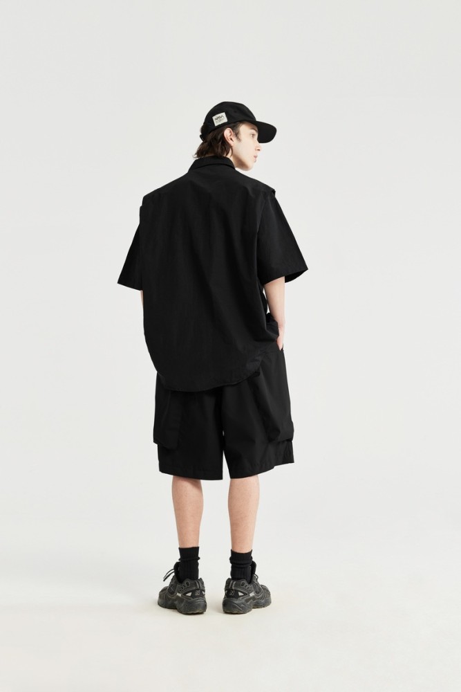 Men Women Fake Two Pieces Shirt Short Sleeved Shirt Tops Sweatshirt Unisex Tee Casual Shirt