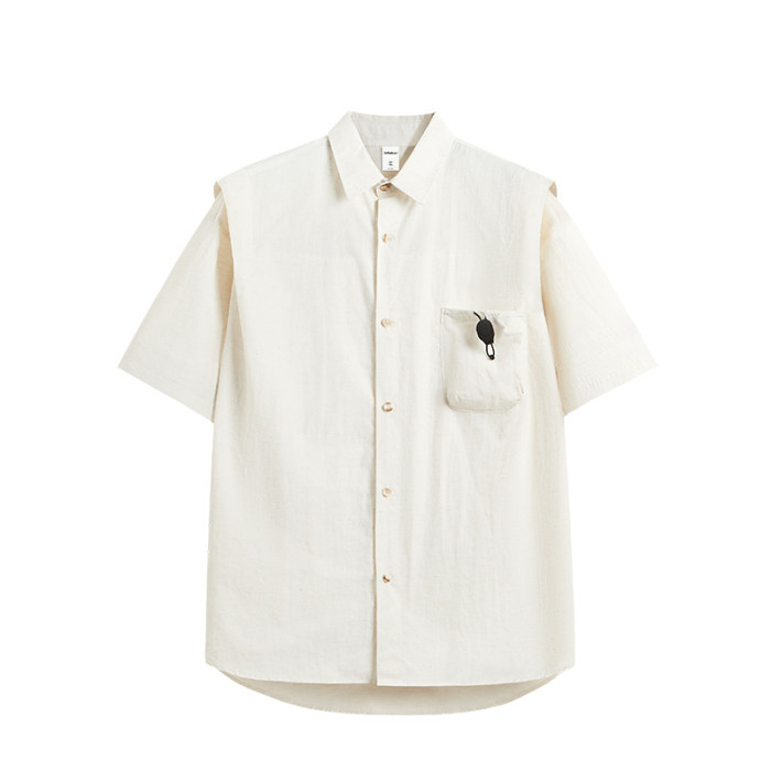 Men Women Fake Two Pieces Shirt Short Sleeved Shirt Tops Sweatshirt Unisex Tee Casual Shirt