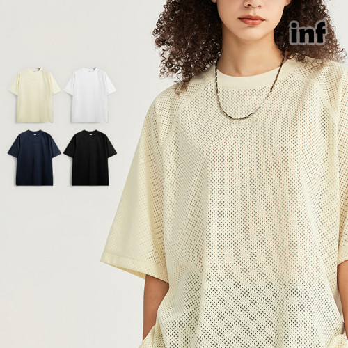 Men Women Cool Mesh Breathability T-shirt Short Sleeve Pullover Tops Sweatshirt Unisex Tee Casual T-shirt