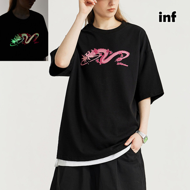 Men Women Night Glow Printing T-shirt Short Sleeve Pullover Tops Sweatshirt Unisex Tee Casual T-shirt