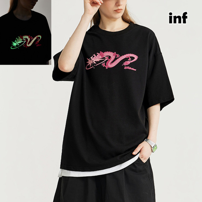 Men Women Night Glow Printing T-shirt Short Sleeve Pullover Tops Sweatshirt Unisex Tee Casual T-shirt