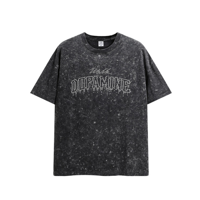 Men Women Washed T-shirt Short Sleeve Pullover Tops Sweatshirt Unisex Tee Casual T-shirt