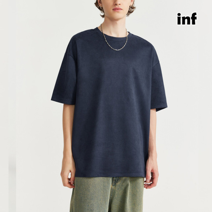 Men Women Solid Suede T-shirt Short Sleeve Pullover Tops Sweatshirt Unisex Tee Casual T-shirt