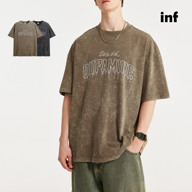 Men Women Washed T-shirt Short Sleeve Pullover Tops Sweatshirt Unisex Tee Casual T-shirt