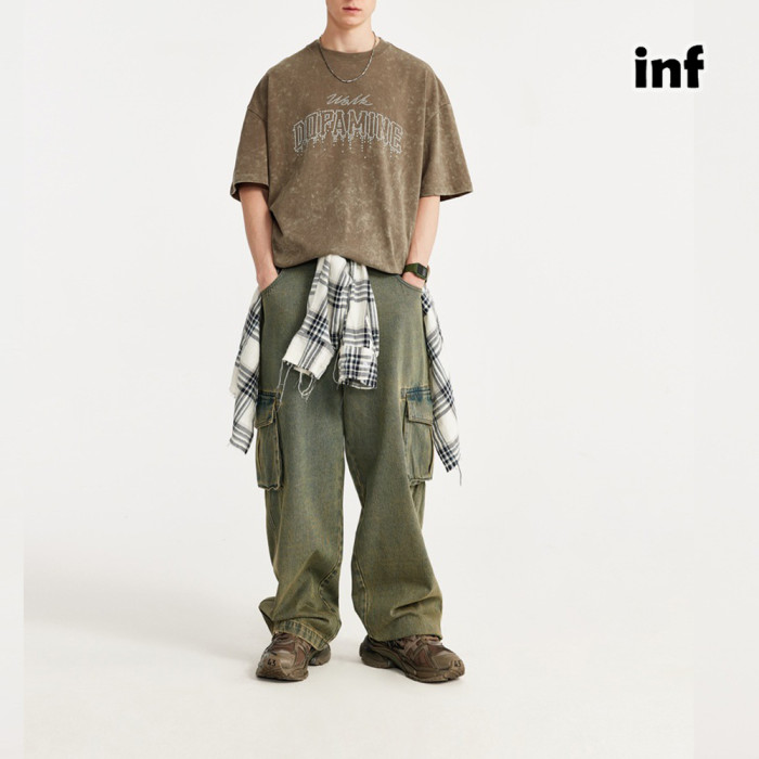 Men Women Washed T-shirt Short Sleeve Pullover Tops Sweatshirt Unisex Tee Casual T-shirt