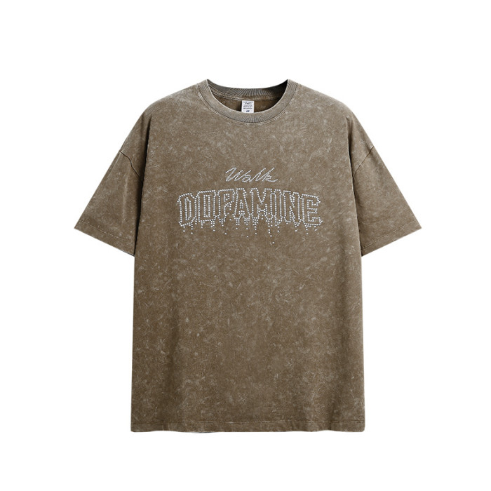 Men Women Washed T-shirt Short Sleeve Pullover Tops Sweatshirt Unisex Tee Casual T-shirt