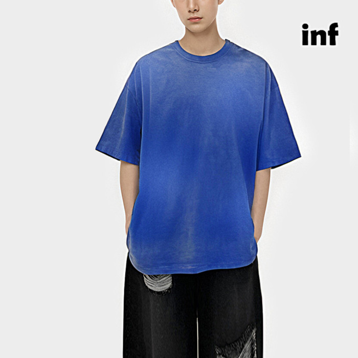 Men Women Washing Gradient T-shirt Short Sleeve Pullover Tops Sweatshirt Unisex Tee Casual T-shirt