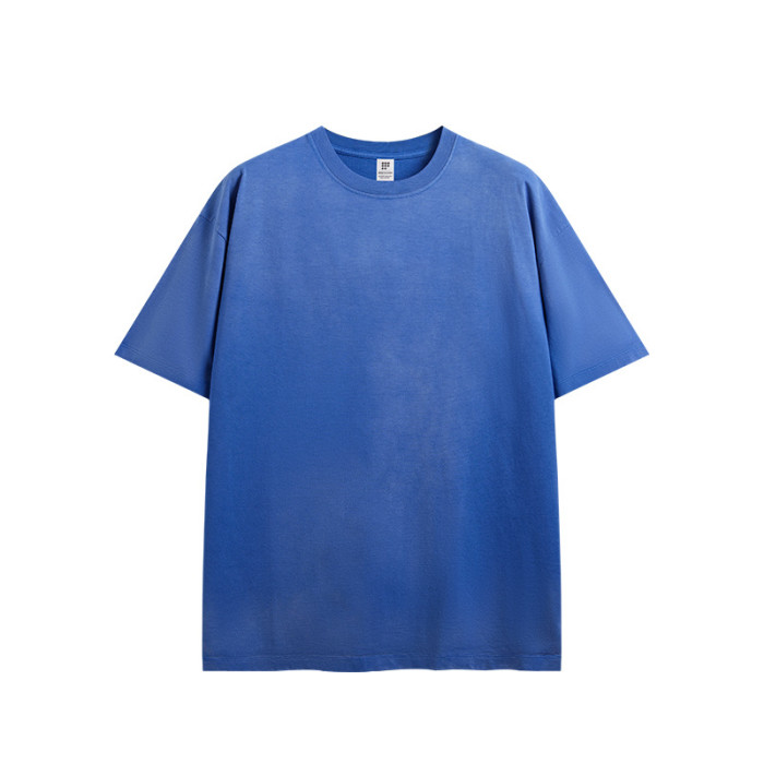 Men Women Washing Gradient T-shirt Short Sleeve Pullover Tops Sweatshirt Unisex Tee Casual T-shirt