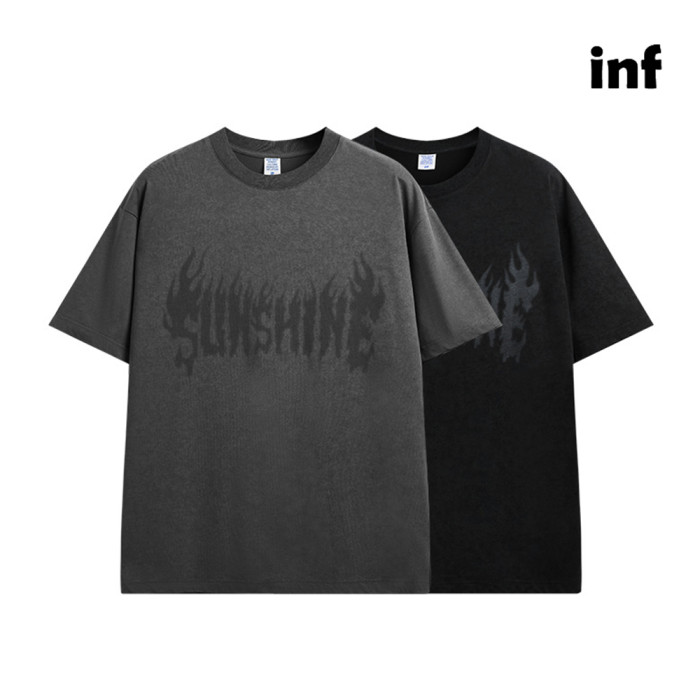 Men Women Wax Printing T-shirt Short Sleeve Pullover Tops Sweatshirt Unisex Tee Casual T-shirt