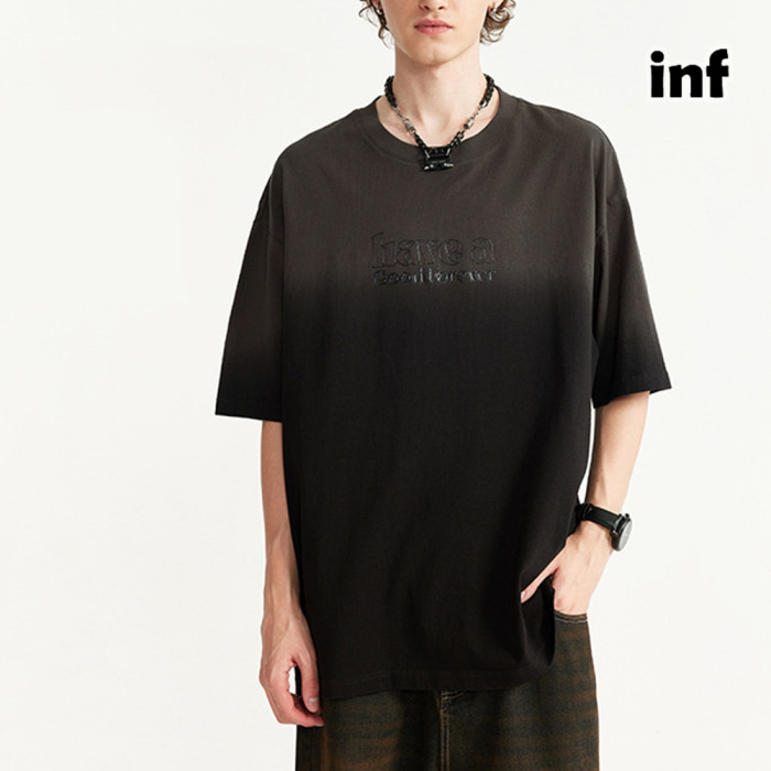 Men Women Printing Gradient T-shirt Short Sleeve Pullover Tops Sweatshirt Unisex Tee Casual T-shirt