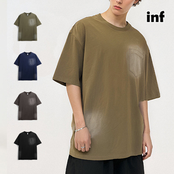 Men Women Vintage Wash Water Spray T-shirt Short Sleeve Pullover Tops Sweatshirt Unisex Tee Casual T-shirt