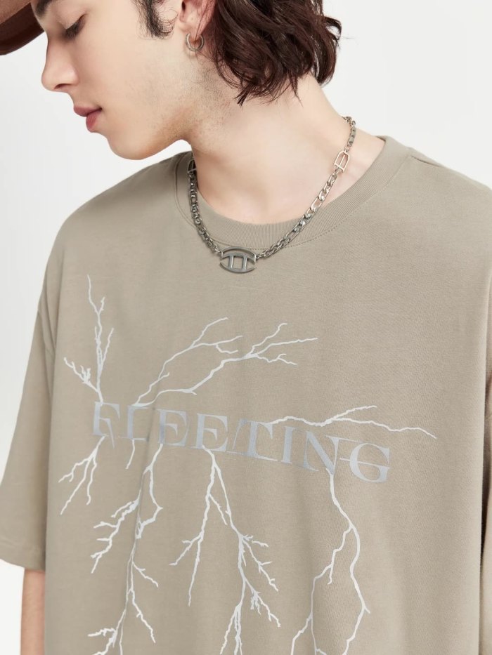 Men Women Reflective Printing T-shirt Short Sleeve Pullover Tops Sweatshirt Unisex Tee Casual T-shirt