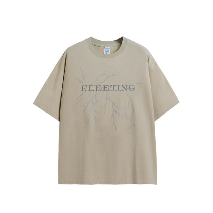 Men Women Reflective Printing T-shirt Short Sleeve Pullover Tops Sweatshirt Unisex Tee Casual T-shirt