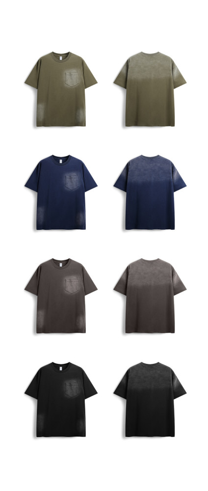 Men Women Vintage Wash Water Spray T-shirt Short Sleeve Pullover Tops Sweatshirt Unisex Tee Casual T-shirt