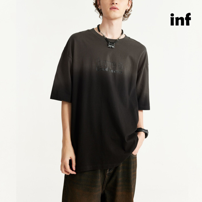 Men Women Printing Gradient T-shirt Short Sleeve Pullover Tops Sweatshirt Unisex Tee Casual T-shirt