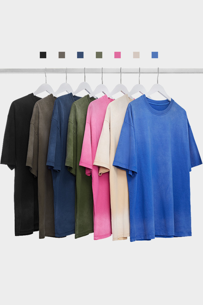 Men Women Washing Gradient T-shirt Short Sleeve Pullover Tops Sweatshirt Unisex Tee Casual T-shirt