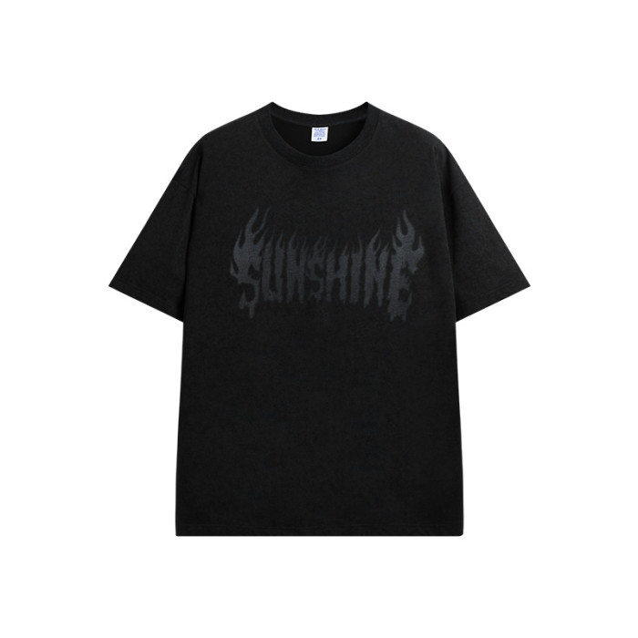 Men Women Wax Printing T-shirt Short Sleeve Pullover Tops Sweatshirt Unisex Tee Casual T-shirt