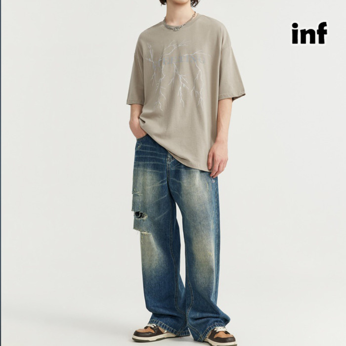 Men Women Reflective Printing T-shirt Short Sleeve Pullover Tops Sweatshirt Unisex Tee Casual T-shirt