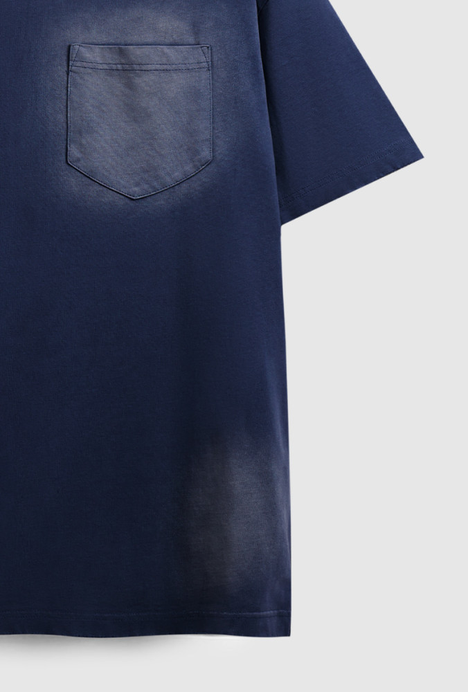 Men Women Vintage Wash Water Spray T-shirt Short Sleeve Pullover Tops Sweatshirt Unisex Tee Casual T-shirt