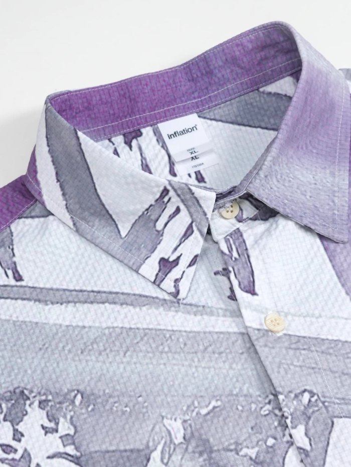 Men Women Seersucker Shirt Short Sleeved Shirt Tops Sweatshirt Unisex Tee Casual Shirt