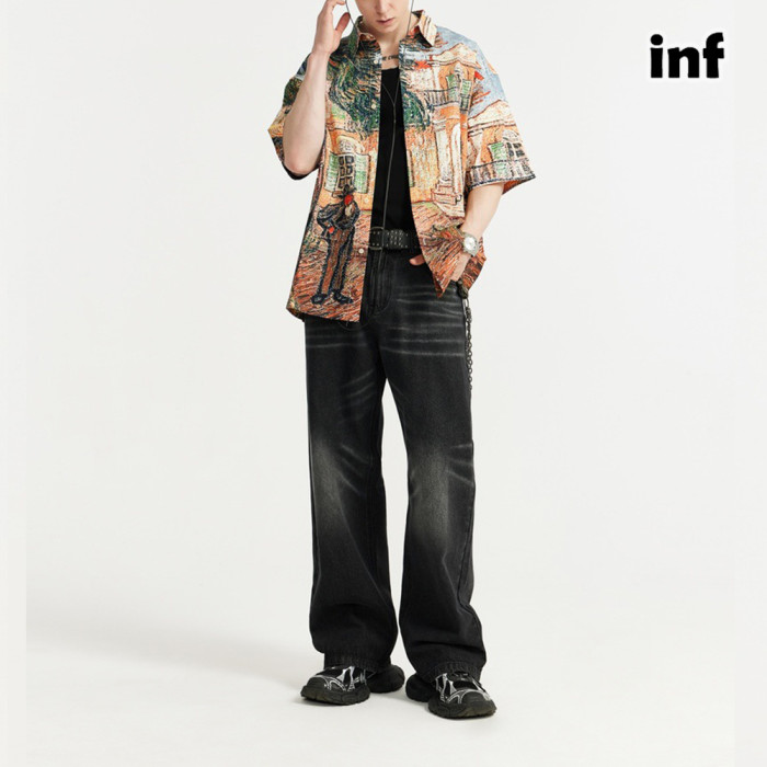 Men Women Seersucker Shirt Short Sleeved Shirt Tops Sweatshirt Unisex Tee Casual Shirt