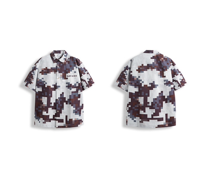 Men Women Seersucker Shirt Short Sleeved Shirt Tops Sweatshirt Unisex Tee Casual Shirt