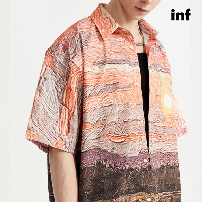 Men Women Seersucker Shirt Short Sleeved Shirt Tops Sweatshirt Unisex Tee Casual Shirt