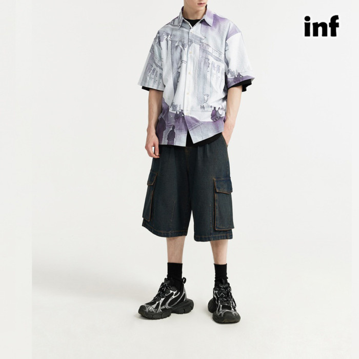 Men Women Seersucker Shirt Short Sleeved Shirt Tops Sweatshirt Unisex Tee Casual Shirt