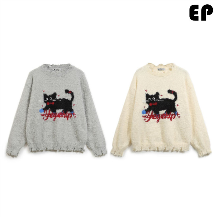 Women Knitted Sweater Pullover Pullover Cardigan Ripped Top