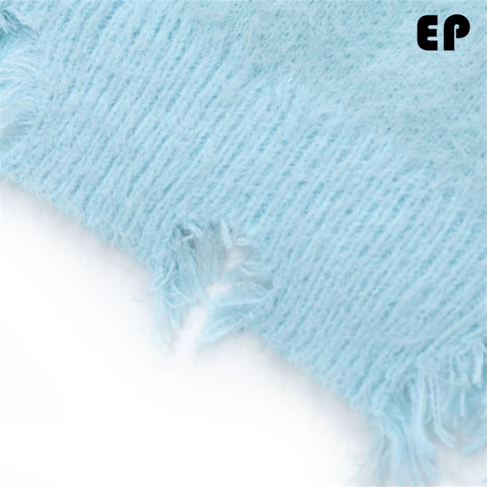 Women Knitted Sweater Pullover Pullover Cardigan Ripped Top