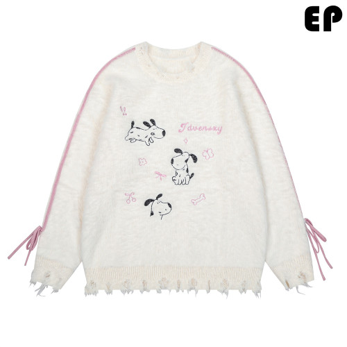 Women Knitted Sweater Pullover Pullover Cardigan Ripped Top