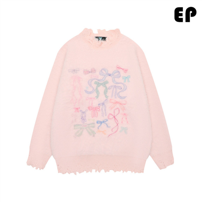 Women Knitted Sweater Pullover Pullover Cardigan Ripped Top