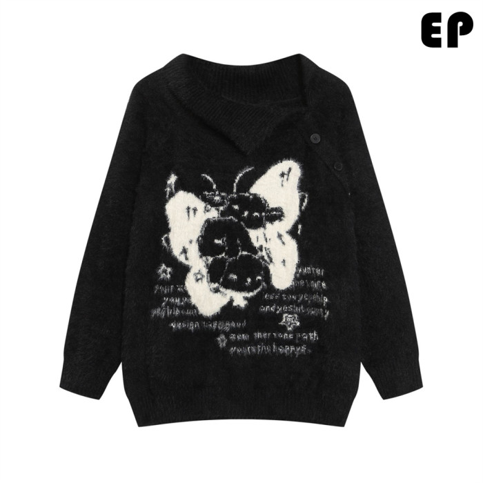 Women Knitted Sweater Pullover Pullover Cardigan Ripped Top