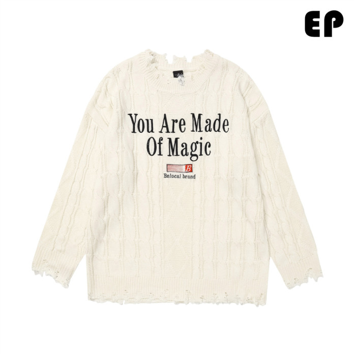 Women Knitted Sweater Pullover Pullover Cardigan Ripped Top