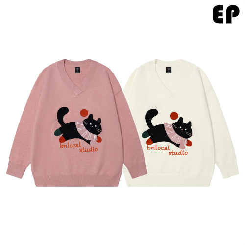 Women Knitted Sweater Pullover Pullover Cardigan Ripped Top