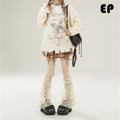 Women Knitted Sweater Pullover Pullover Cardigan Ripped Top