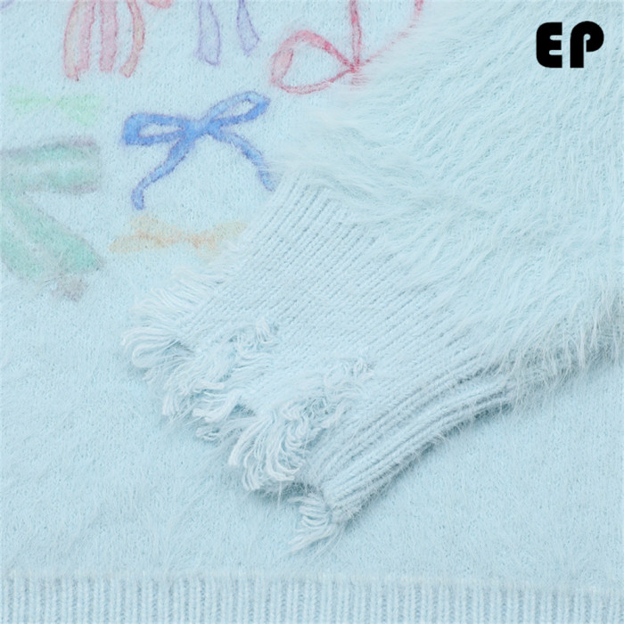 Women Knitted Sweater Pullover Pullover Cardigan Ripped Top