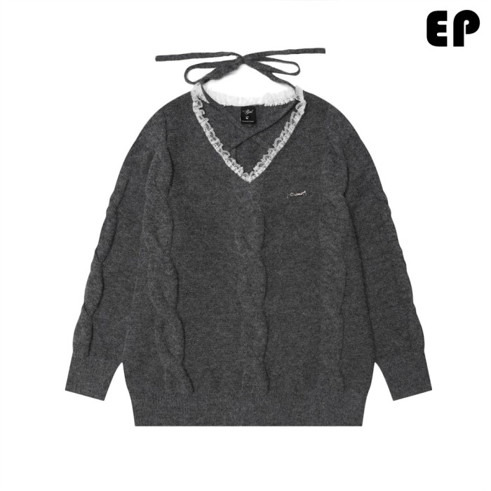 Women Knitted Sweater Pullover Pullover Cardigan Ripped Top