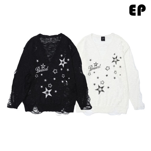 Women Knitted Sweater Pullover Pullover Cardigan Ripped Top