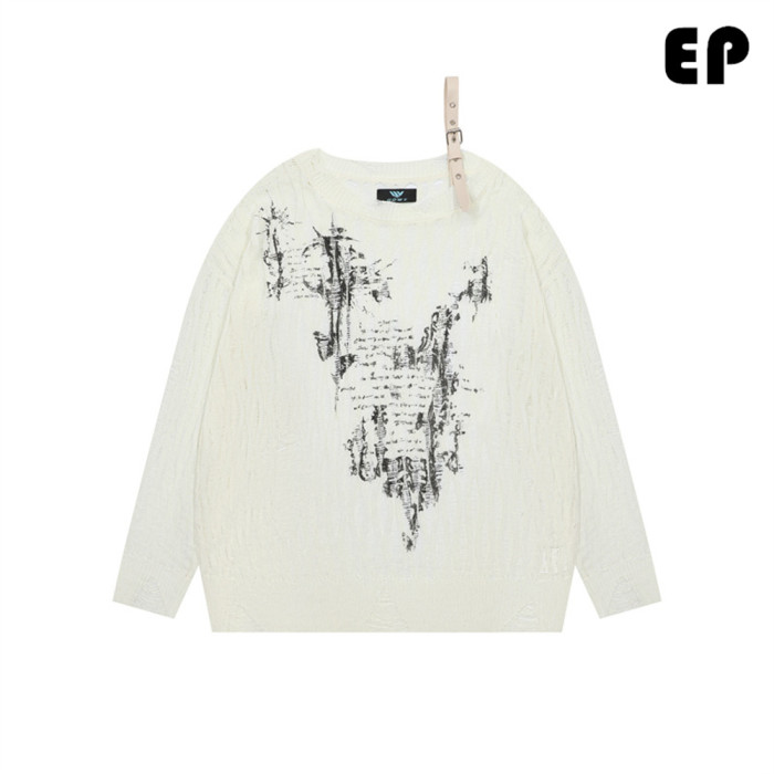 Women Knitted Sweater Pullover Pullover Cardigan Ripped Top